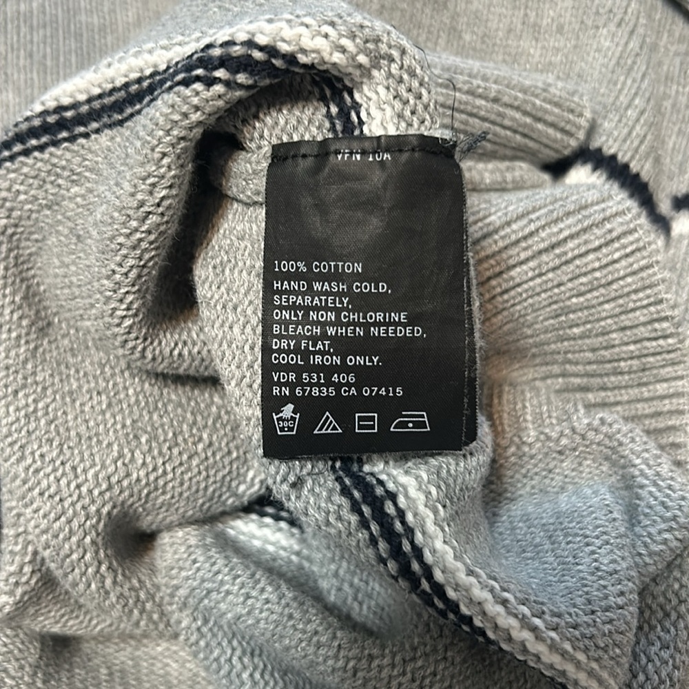 Nautica Men’s Crew Neck Light Gray Stripe Sweater Size Large - Picture 7 of 7